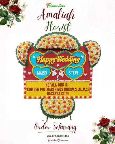 Karangan Papan Bunga Pernikahan di Teling Bawah
